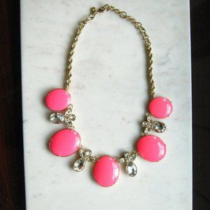Banana Republic Hot Pink Crystal Statement Necklace